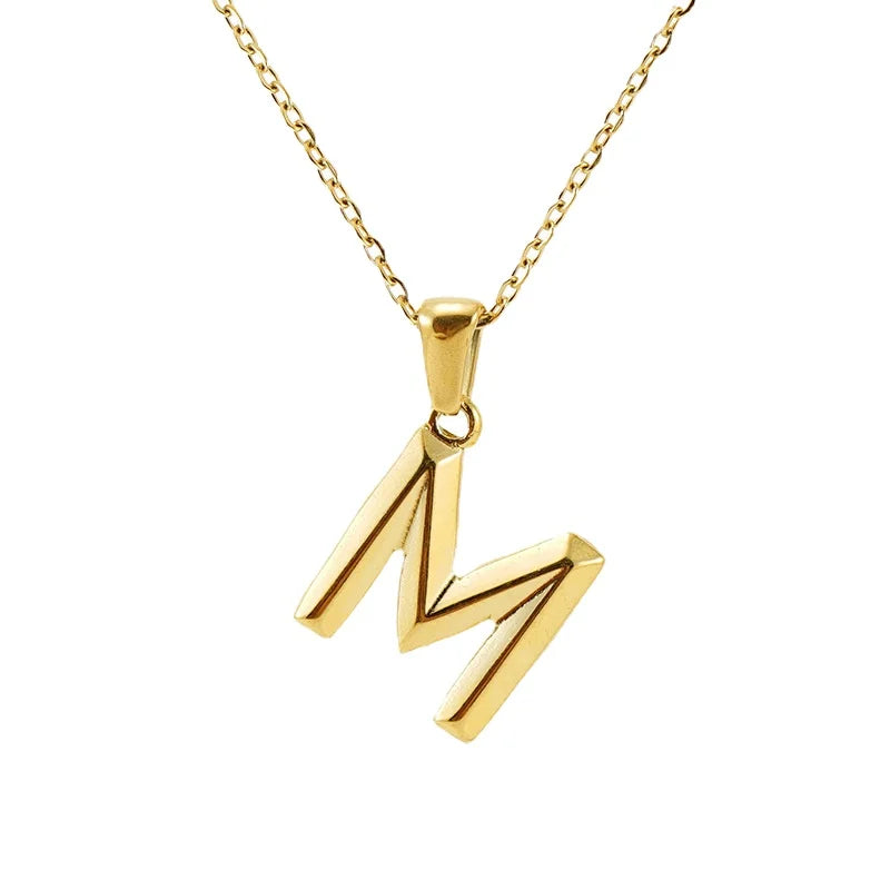 Initial Letter Pendants Necklace Stainless Steel 26 Letters Charm Necklaces