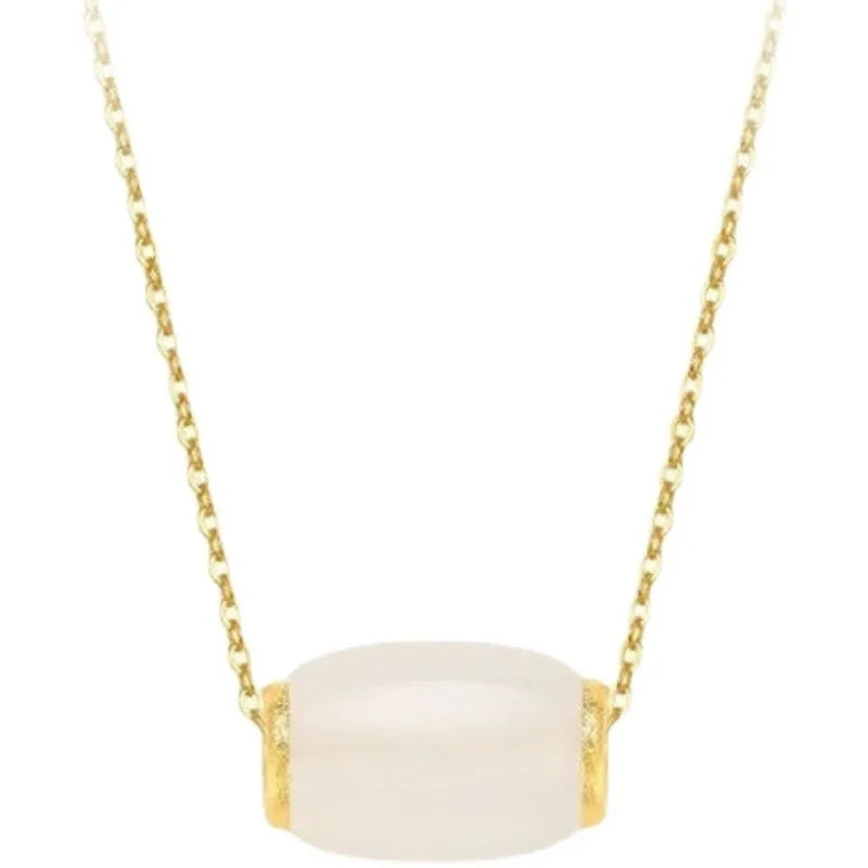 Hetian Jade Transfer Bead Pendant Necklace S925 Women Men