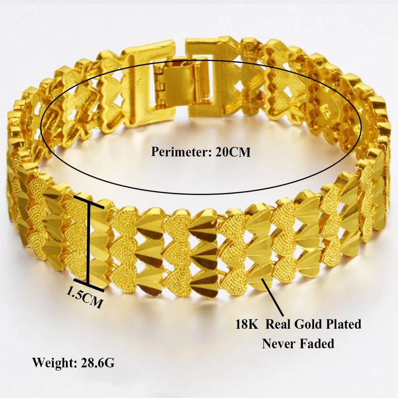 Gold-plated Peach Heart Bracelet for Men and Women