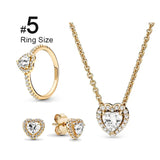 Zircon Heart Necklace Ring Earrings Set Bridesmaid Gift