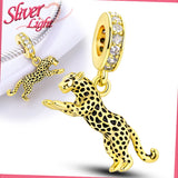 Leopard Pendant Charm Bead 925 Sterling Silver