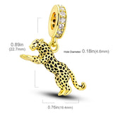 Leopard Pendant Charm Bead 925 Sterling Silver