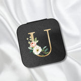 Letter Jewelry Box Portable PU Leather Travel Case