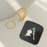 Letter Jewelry Box Portable PU Leather Travel Case