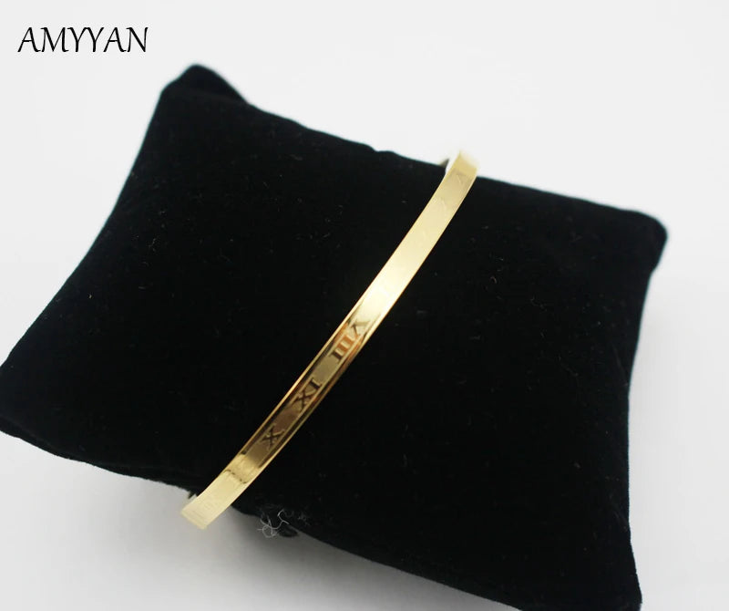 Letter Monogram Bracelets Stainless Steel Cuff Bangle Round Bangles