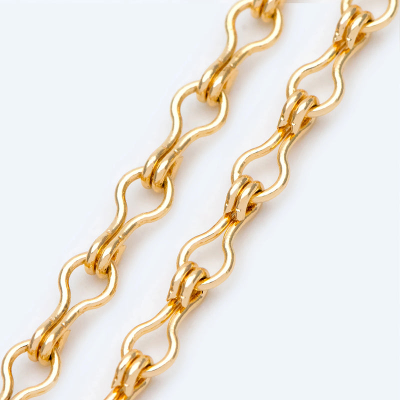 3.5mm 18K Gold Plated Link Chains, Brass Specialty Chain