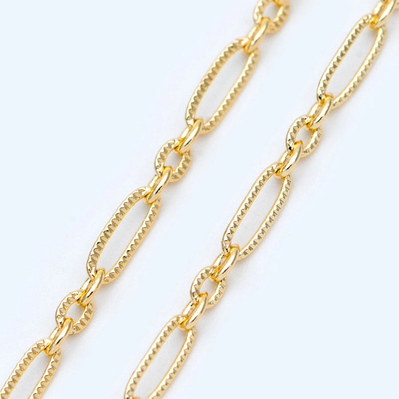 Long Oval Chain, 18K Plated Brass, Oval Link 6.5x2.7mm (#LK-322)