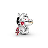 Lucky Cat Rich Ox 925 Silver Heart Charms for Bracelet Bangle