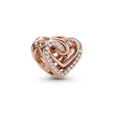 Lucky Cat Rich Ox 925 Silver Heart Charms for Bracelet Bangle
