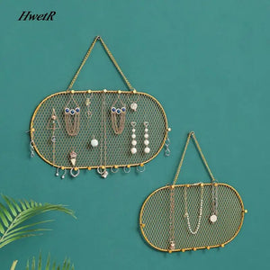 Mesh Earring Storage Rack Wall Hanging Necklace Display Iron Jewelry