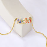 Mom Rhinestone Necklace Mum Mama Family Mother Necklace With Rose Box