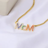 Mom Rhinestone Necklace Mum Mama Family Mother Necklace With Rose Box