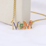 Mom Rhinestone Necklace Mum Mama Family Mother Necklace With Rose Box