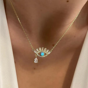 Crystal Devil's Eye Pendant Necklace for Women