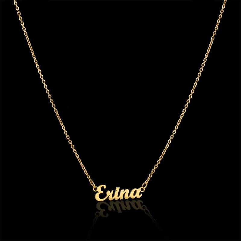 Personalized Name Pendant Necklace Cursive Nameplate Choker BFF Gift