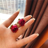 Dried Flower Drop Earrings Resin Epoxy Colorful Rose Petal Women Earring