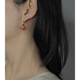 Dried Flower Drop Earrings Resin Epoxy Colorful Rose Petal Women Earring