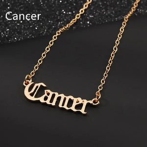 Stainless Steel Zodiac Necklace Choker Old English Name Jewelry