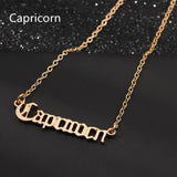 Stainless Steel Zodiac Necklace Choker Old English Name Jewelry