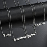 Stainless Steel Zodiac Necklace Choker Old English Name Jewelry