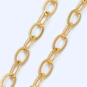 Oval Cable Chain, 18K Plated Brass, Link Size 8x5.5mm (#LK-356)