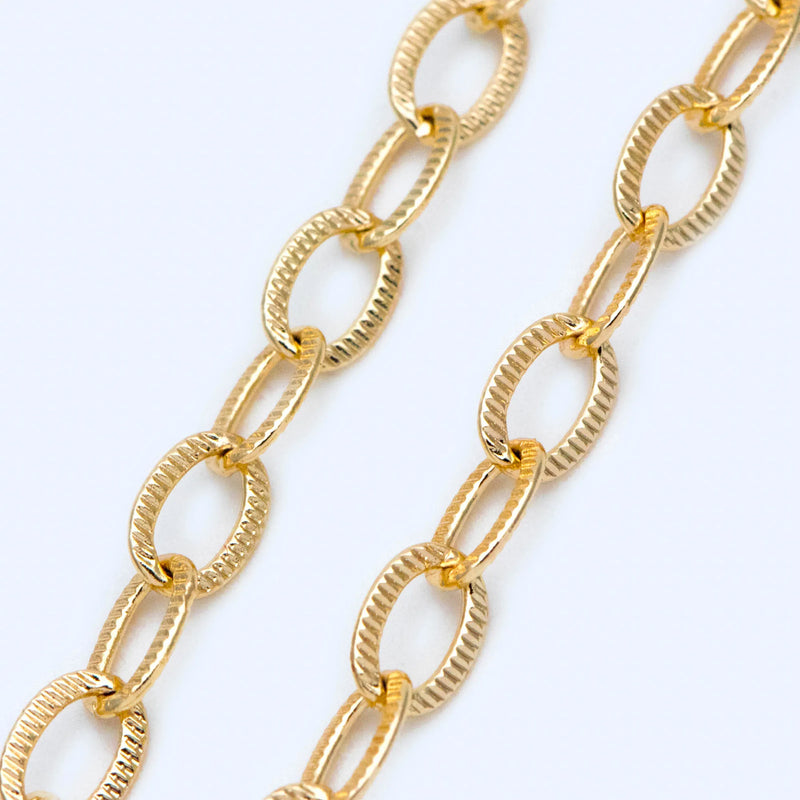 Oval Cable Chain, 18K Plated Brass, Link Size 8x5.5mm (#LK-356)