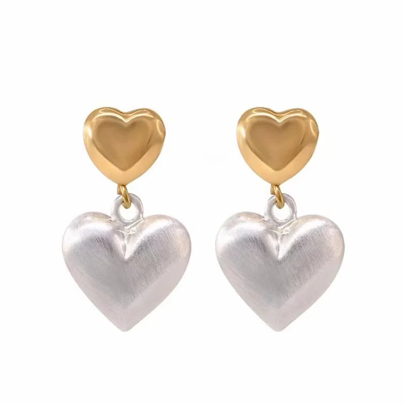 Frosted Silver Heart Pendant Earrings for Halloween Women