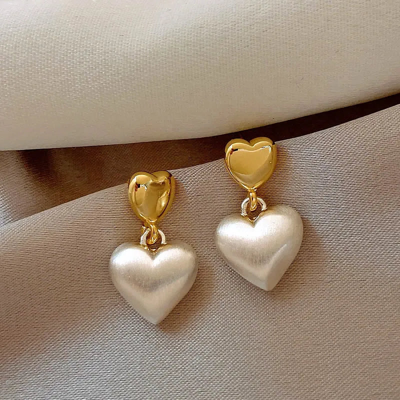 Frosted Silver Heart Pendant Earrings for Halloween Women