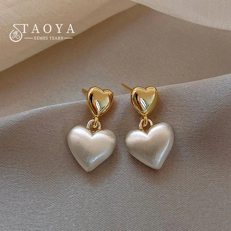 Frosted Silver Heart Pendant Earrings for Halloween Women
