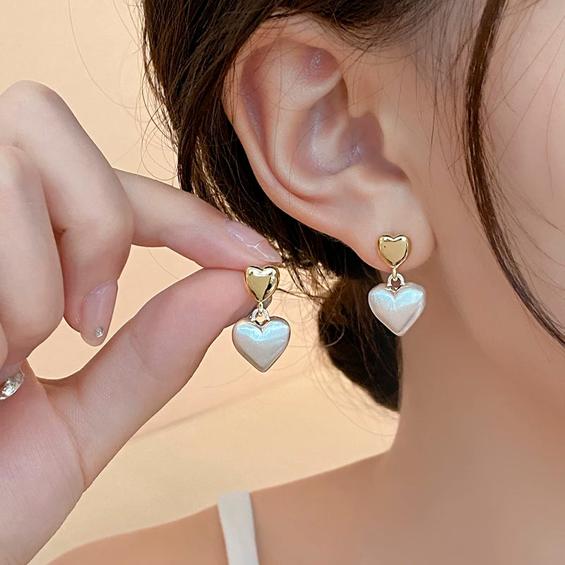 Frosted Silver Heart Pendant Earrings for Halloween Women