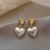 Frosted Silver Heart Pendant Earrings for Halloween Women