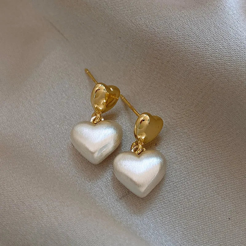 Frosted Silver Heart Pendant Earrings for Halloween Women