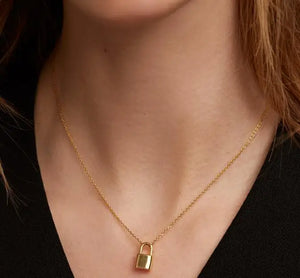 925 Silver Bling Padlock Pendant Necklace with Micro Paved CZ - Women Girls