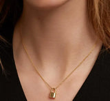 925 Silver Bling Padlock Pendant Necklace with Micro Paved CZ - Women Girls
