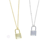 925 Silver Bling Padlock Pendant Necklace with Micro Paved CZ - Women Girls