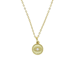 Sterling Silver Evil Eye Pendant Choker Necklace