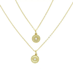 Sterling Silver Evil Eye Pendant Choker Necklace