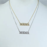 925 Silver CZ Mama Pendant Necklace Mother's Gift