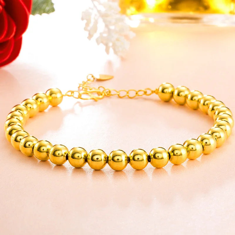 24K Gold Plated Buddha Bead Bracelet for Women