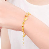 24K Plated Lucky Bead Bracelet 3layer Wedding Birthday Jewelry