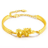 24K Plated Pixiu Bracelet for Women Bride Money Coin Girl Bracelets