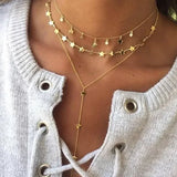 925 Silver Star Charm Necklace Y Lariat Women Chains