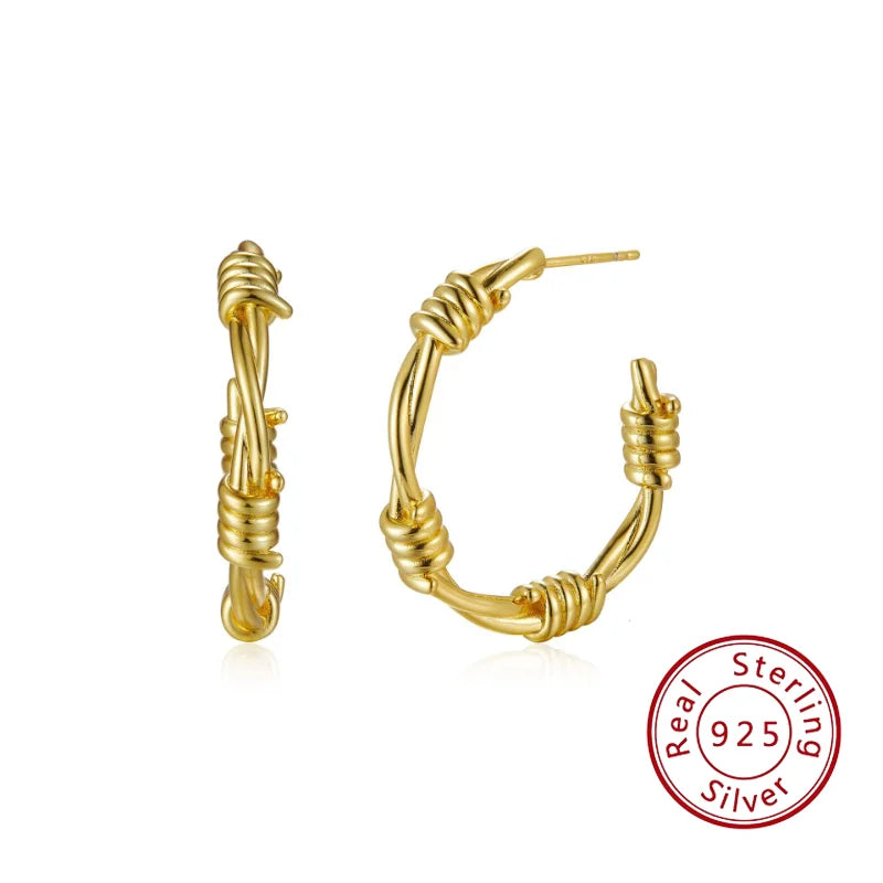 925 Sterling Silver Rope Cross Earring for Women