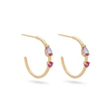 925 Silver Circle Hoop Earring Red CZ Piercing Jewelry