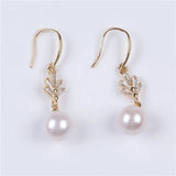 Alloy Fitting 10-10.5mm Round Shape Pearl Earrings