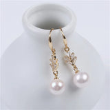 Alloy Fitting 10-10.5mm Round Shape Pearl Earrings
