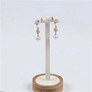 Alloy Fitting 10-10.5mm Round Shape Pearl Earrings