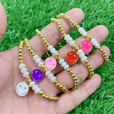 Beaded Bracelet Smiling Face Pendant DIY Jewelry