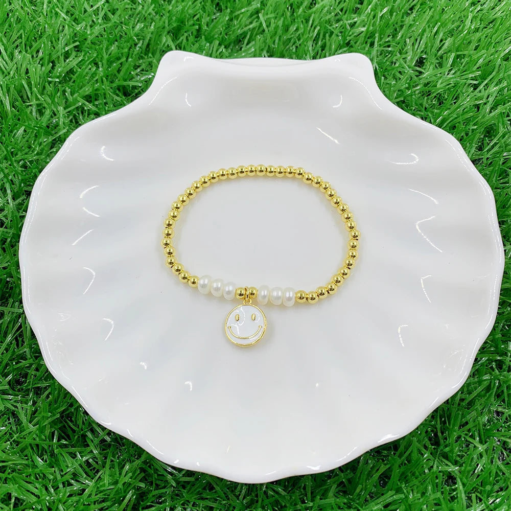 Beaded Bracelet Smiling Face Pendant DIY Jewelry