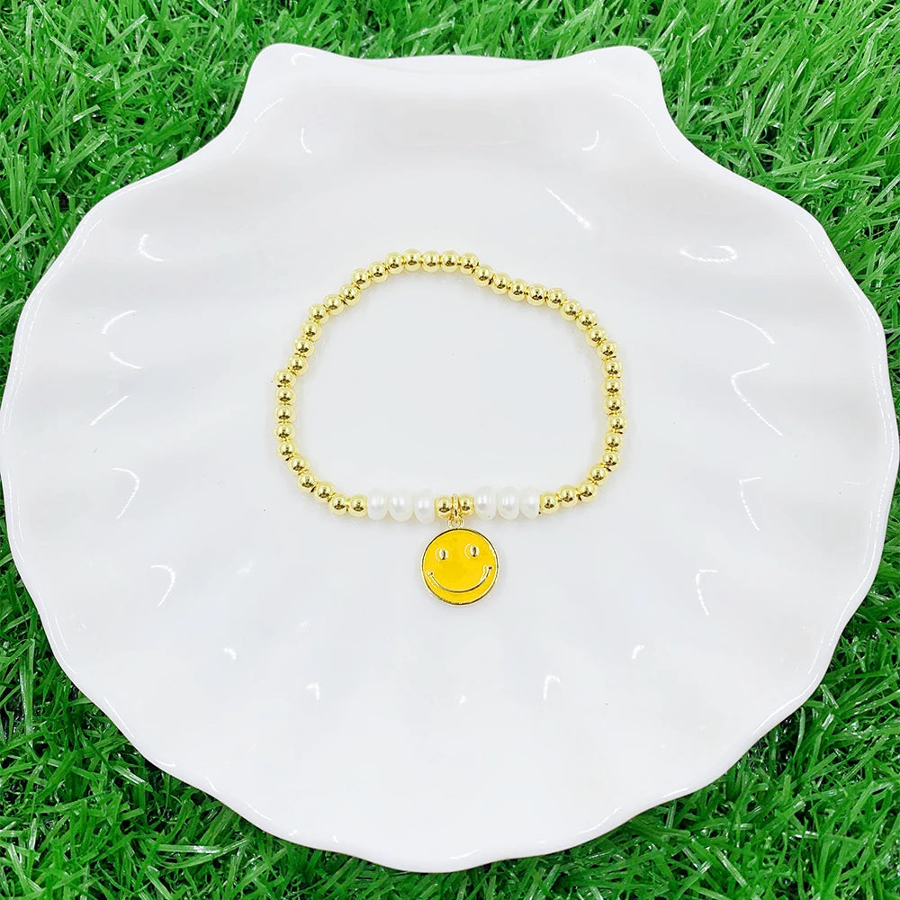 Beaded Bracelet Smiling Face Pendant DIY Jewelry